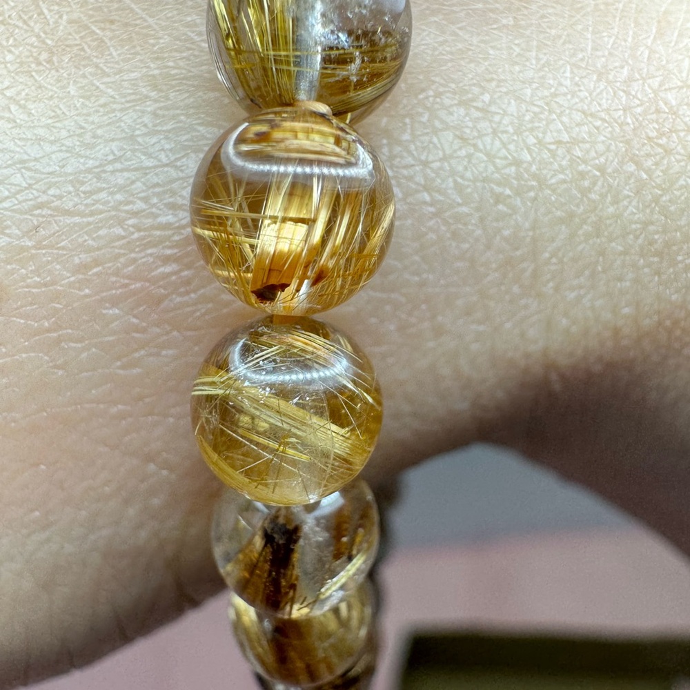 Golden Rutilated Quartz Beaded Bracelet - Picture 3 of 9